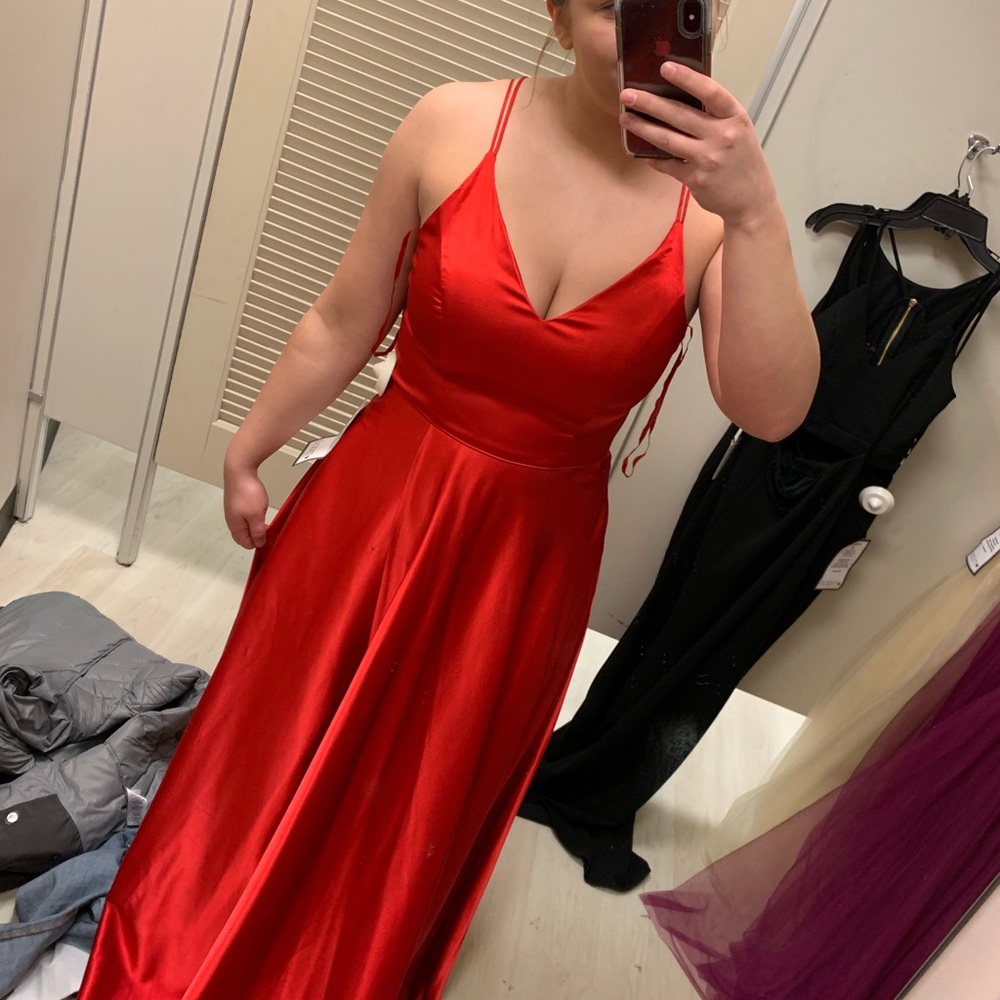 Red prom dress size 11 with leg slit!